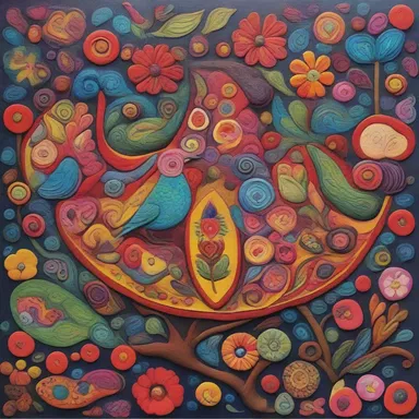 The artist created a fanciful painting with vibrant colors and intricate details.