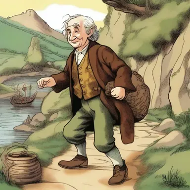 In J.R.R. Tolkien's 'The Hobbit', Bilbo Baggins embarks on a fanciful adventure with dwarves and dragons.