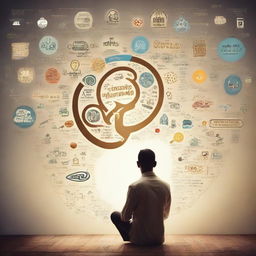 A person engrossed in a journey of personal development, showcasing a moment of enlightenment or breakthrough. Their surroundings filled with symbols of growth, knowledge, and self-improvement.