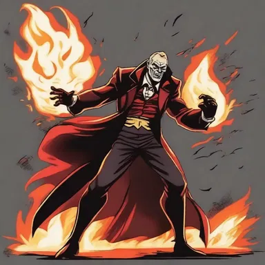 As the villain's anger grew, he started to break open with fire shooting out of his head, just like in a cartoon.