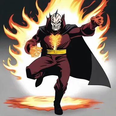 As the villain's anger grew, he started to break open with fire shooting out of his head, just like in a cartoon.