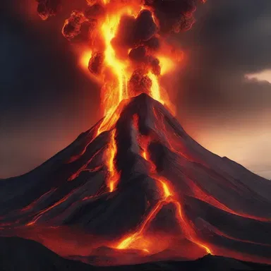 In the mystical land of dragons and wizards, the volcano would break open with molten lava, causing chaos and destruction.