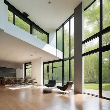 The modern and sleek design of the house incorporated large windows that allowed the natural light to break open the rooms.