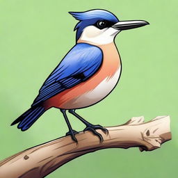 Create a cartoon rendering of a Muraí bird, while preserving realistic features of the species.