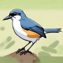 Create a cartoon rendering of a Muraí bird, while preserving realistic features of the species.