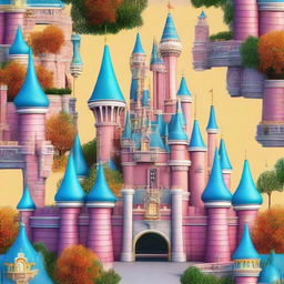 A 3D animated rendition of the mesmerizing Disneyland castle, its majestic spires and ornate details brought to life in vivid colors.