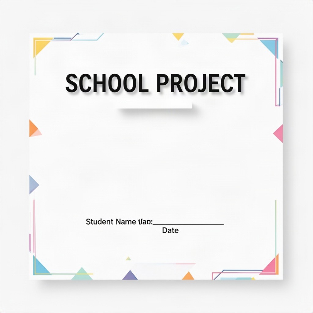 A clean and minimalist front page design for a school project, featuring a white background