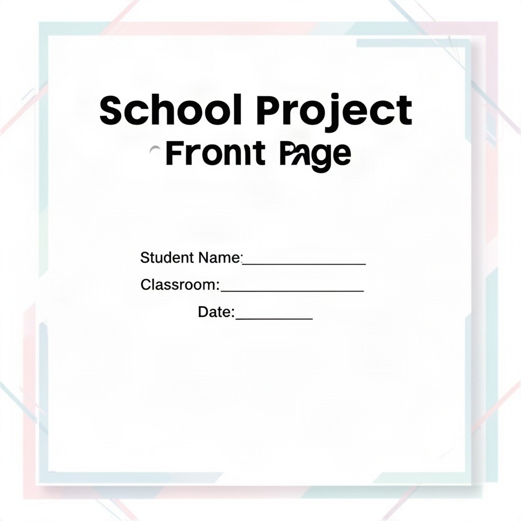 A clean and professional front page design for a school project, featuring a stark white background
