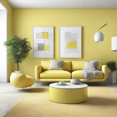 The modern living room was designed with a minimalistic aesthetic, using limonene-infused furniture polish to bring a fresh lemon scent to the space.
