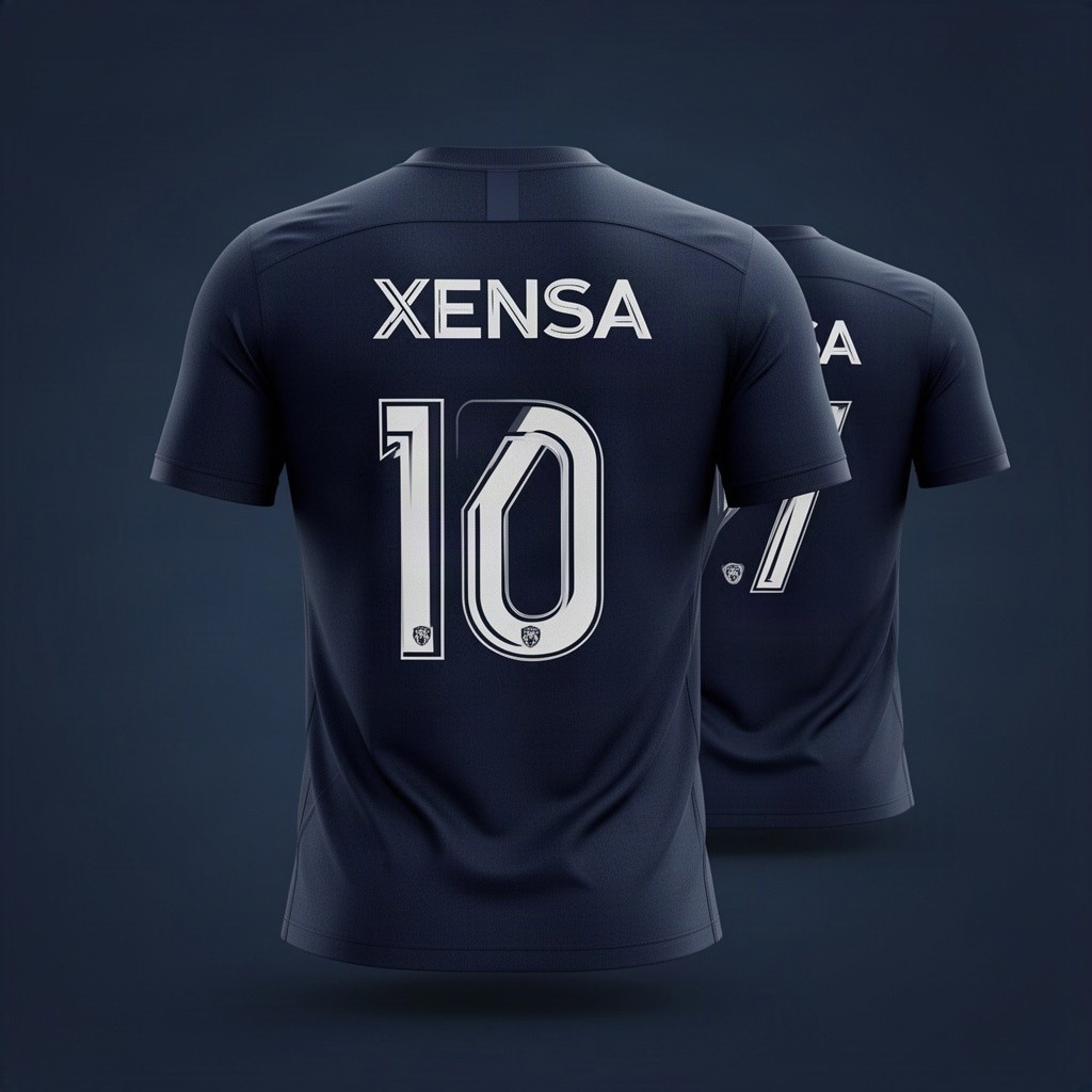 A cool and stylish sports jersey design, featuring a navy color scheme