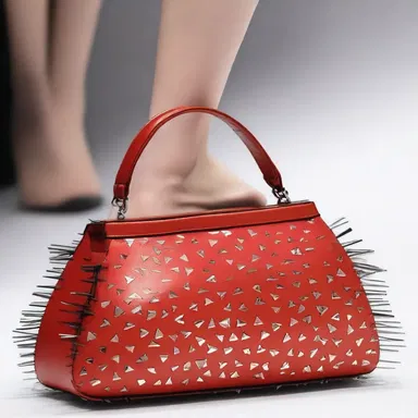 The designer showcased a collection of spinose accessories, with spiny details adorning the handbags and shoes.