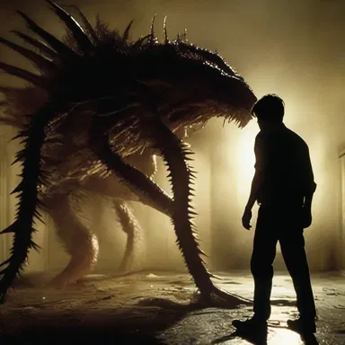 In the horror movie, the protagonist was attacked by a spinose creature, covered in sharp spines.