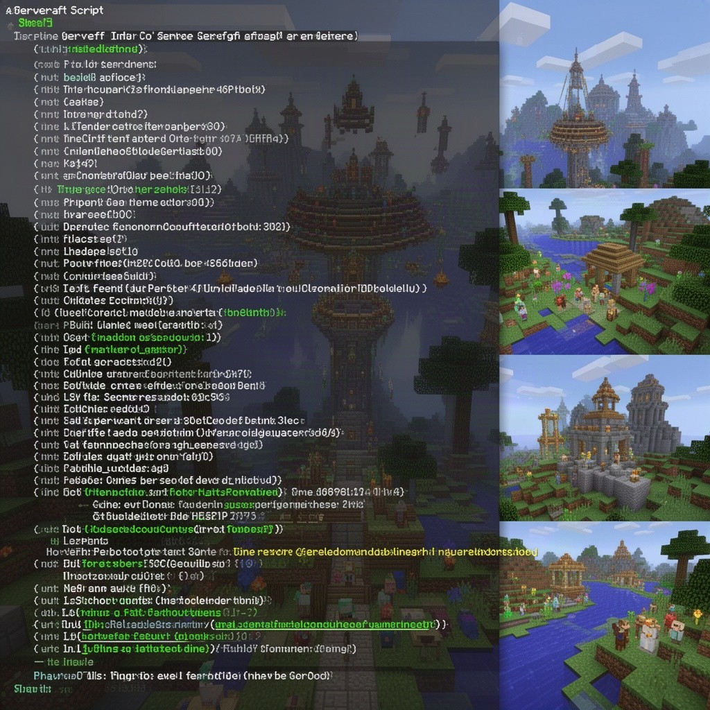 A highly detailed Minecraft server script designed for enhancing gameplay experience, featuring commands and functionalities such as player permissions, custom game modes, advanced economy systems, and build protection mechanisms