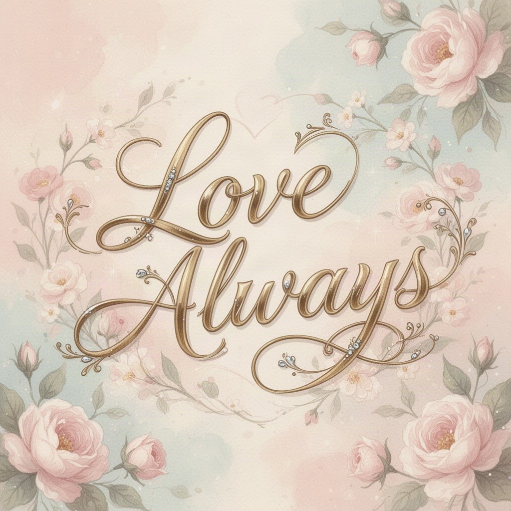 An artful depiction of elegant cursive letters elegantly forming the phrase 'Love Always' in a beautifully flowing script