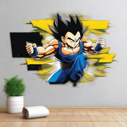 A Vegeta tag featuring the catchphrase 'NANI GYM', styled in a dynamic and energetic way suitable for a gym wall