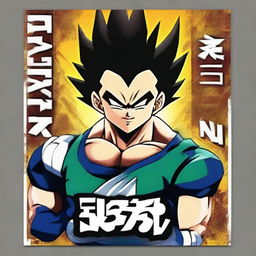 The already created Vegeta tag is now enhanced with the phrase 'NANI GYM' prominently displayed and blending seamlessly with the artwork.