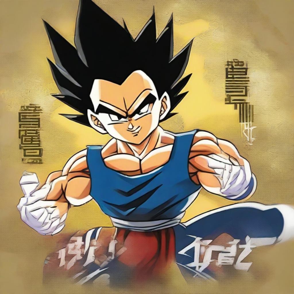 The already created Vegeta tag is now enhanced with the phrase 'NANI GYM' prominently displayed and blending seamlessly with the artwork.