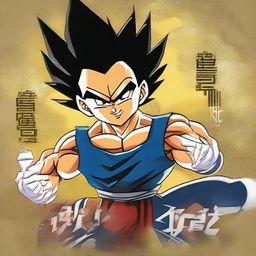 The already created Vegeta tag is now enhanced with the phrase 'NANI GYM' prominently displayed and blending seamlessly with the artwork.