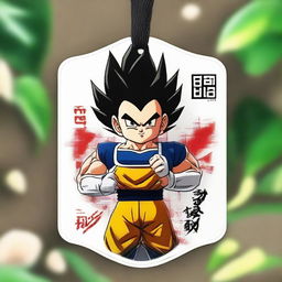 The already created Vegeta tag is now enhanced with the phrase 'NANI GYM' prominently displayed and blending seamlessly with the artwork.