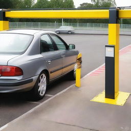 A high-quality image featuring a car pulling up to an automatic barrier, also known as a gantry, with a lift gate visibly lowering in the background.