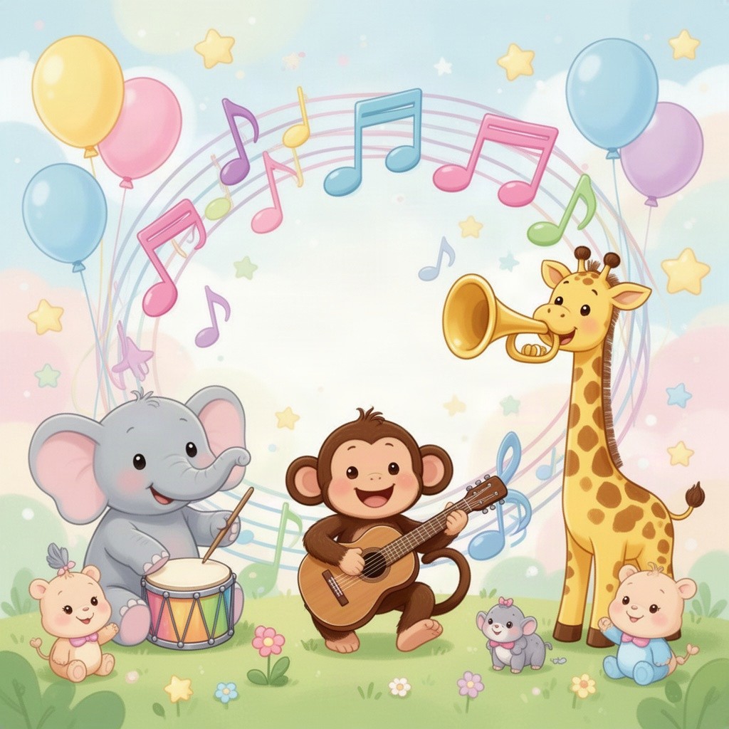 A vibrant and colorful illustration perfect for a baby music profile picture