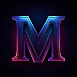 Dark blue Letter M logo on a black background with subtle accents of light violet.