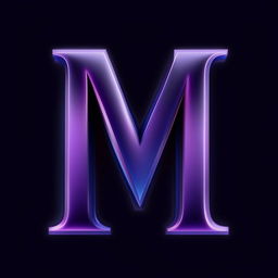 Dark blue Letter M logo on a black background with subtle accents of light violet.