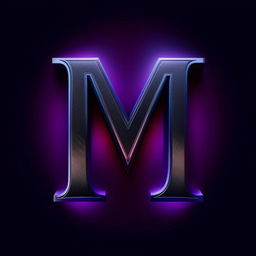 Dark blue Letter M logo on a black background with subtle accents of light violet.