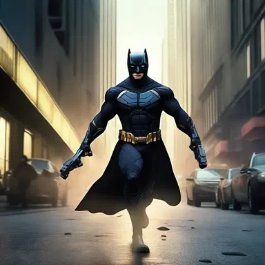 In the action movie, the hero emerges from the shadows, wielding his armament of high-tech gadgets and weapons to defeat the villains.