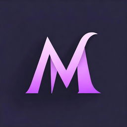 Dark blue 'M' logo on a black background with light violet accents