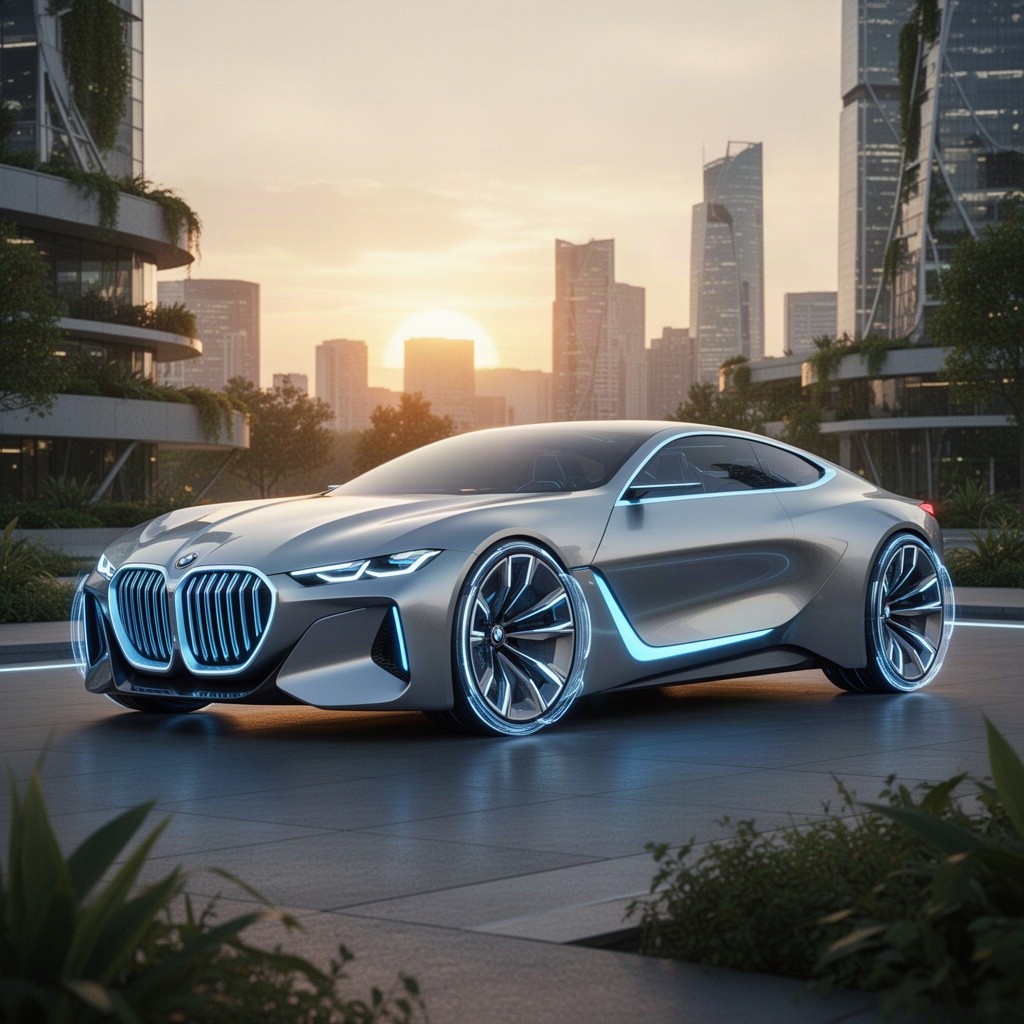 A revolutionary futuristic BMW car design showcasing sleek lines and innovative features
