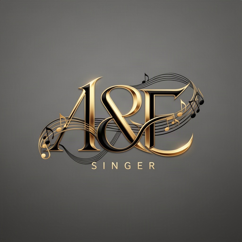 A stylish and unique logo design for a singer, featuring the artist's initials in an artistic and creative typography