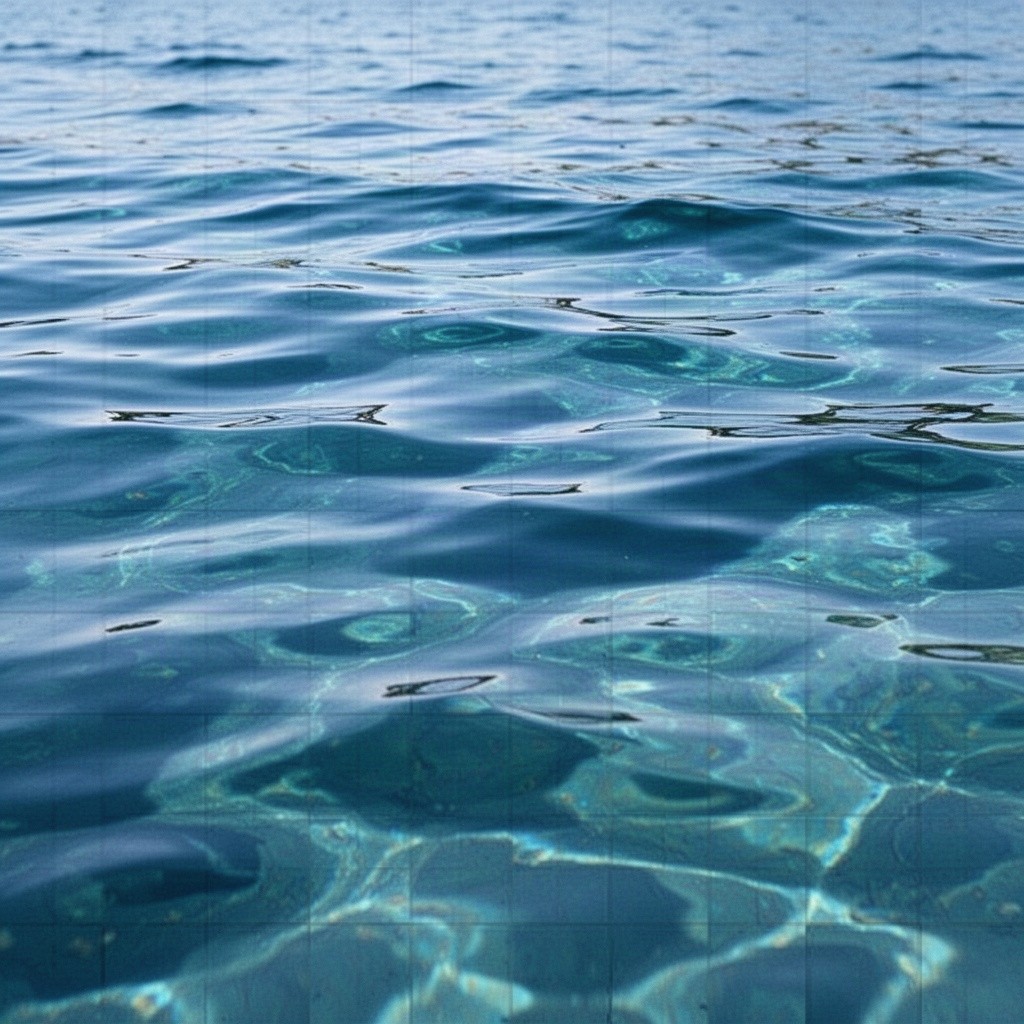 A detailed 64x64 pixel texture depicting a vibrant and dynamic water surface with gentle ripples and reflections