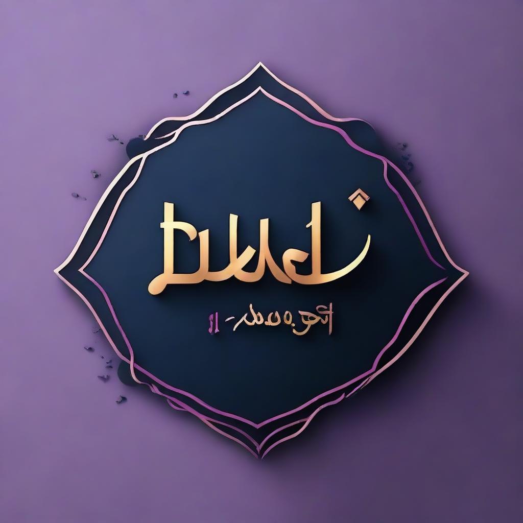 Generate a logo with the lettering 'Mohamed Atef Abdel-Monam' in dark blue over a black background, subtly accented with soft touches of light violet.