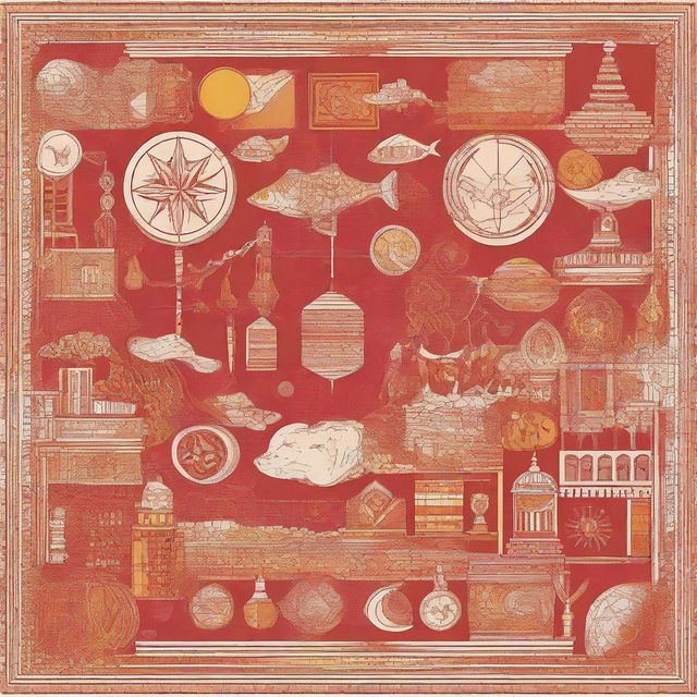 An intricate, captivating design representing the theme 'Not everyone gets everything.' featuring symbols of life's diverse paths, uneven distribution of experiences, and abstract patterns denoting individual complexity, in a palette of red, orange, and yellow.