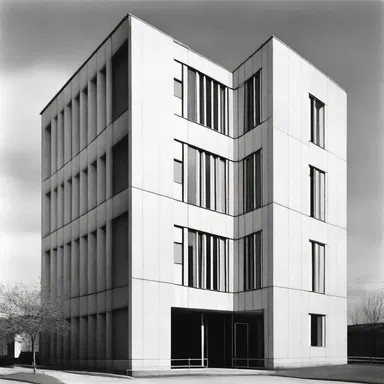 The modernist building featured a unique façade with spinous accents, giving it a striking architectural appeal.