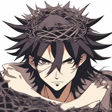 The anime character had spinous hair, resembling a crown of thorns, adding to their mysterious and edgy persona.