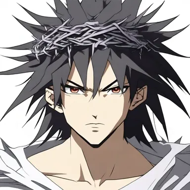 The anime character had spinous hair, resembling a crown of thorns, adding to their mysterious and edgy persona.