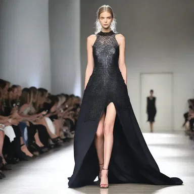 The designer showcased a stunning spinous dress on the fashion runway.