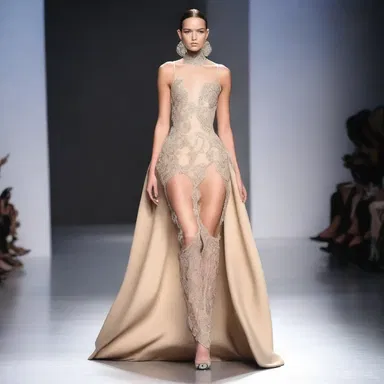 The designer showcased a stunning spinous dress on the fashion runway.