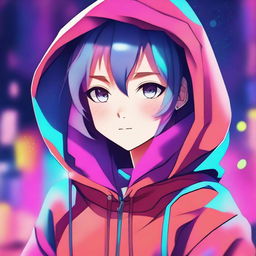 A digital art image in vibrant colors featuring a girl in the style of anime