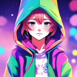 A digital art image in vibrant colors featuring a girl in the style of anime