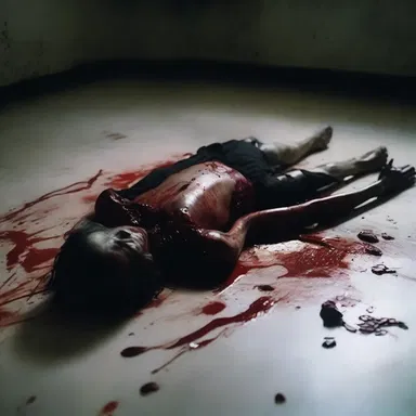 The bloodless corpse lying on the floor sent shivers down everyone's spine.