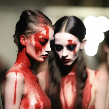 The fashion show featured models with bloodless complexion and eerie makeup.