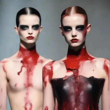 The fashion show featured models with bloodless complexion and eerie makeup.