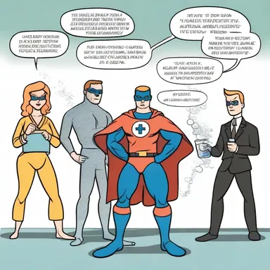 In the comic strip, the methylene group is portrayed as a superhero with the power to bond with any other molecule.