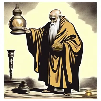 In the classic novel, the old monk meticulously measures his sack of gold using the system of weights.