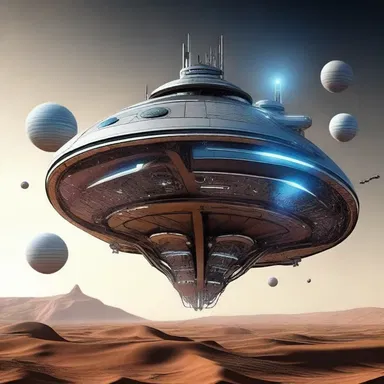 The futuristic spaceship calculates the precise gravitational force of each planet using an advanced system of weights.
