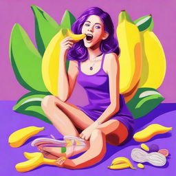 A digital art image showcasing a teenage girl in a playful mood