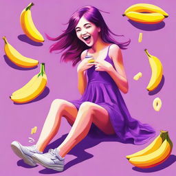 A digital art image showcasing a teenage girl in a playful mood